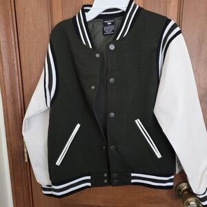 Dark Green and White Varsity Jacket